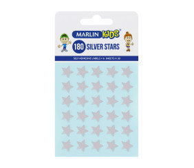 Marlin Self-Adhesive Labels 180 Silver Stars 