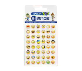 Marlin Self Adhesive Labels 384 Assorted Emoji Stickers