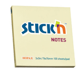 Stick'n Notes Cube 76x76mm 100 Sheets Pastel Yellow
