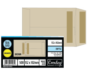 Croxley Wage Pocket Plain Latex Seal Easi No.7 152x110 Box of 500