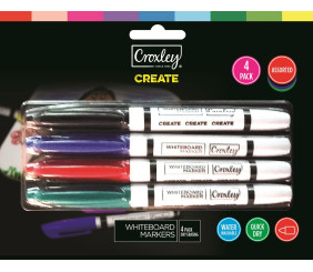 Croxley Create Fine Dry Whiteboard Markers 4 Pack