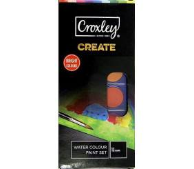 Croxley Watercolour Paint Set - 12 Colours with Brush
