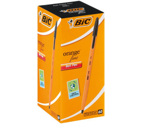 Bic Orange Fine Point Pen Black Box Of 60