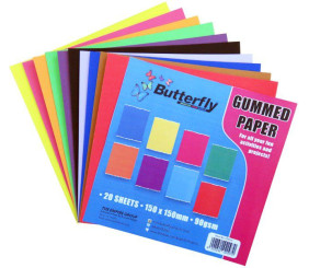 Butterfly Gummed Paper 150x150mm -  20 Sheets