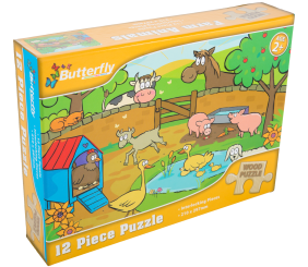 Butterfly 12 Piece Puzzle Farm Animals